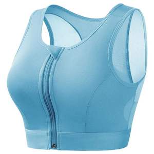Soutien-gorge de sport gris à fermeture éclair AZORES SPORTS, bordure noire, maintien élevé, séchage rapide, éco-responsable, en Spandex/Polyester pour femme - Product Image 4