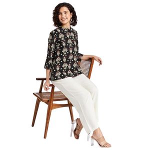 เสื้อคุर्ติผ้าฝ้ายพิมพ์ลายตรงสำหรับผู้หญิง - Product Image 1