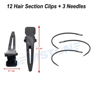 Kit d'outils professionnels en acier inoxydable pour l'installation d'extensions de cheveux avec pinces, boucles de traction, aiguilles et étui - Product Image 5