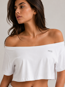Haut court personnalisé pour femme, épaules dénudées, uni, en coton, style décontracté, streetwear Y2K, léger, vente en gros - Product Image 2