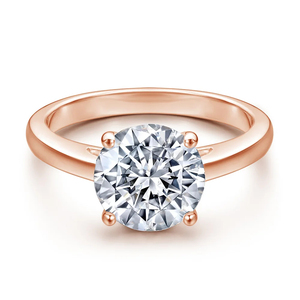 Anillo de compromiso moderno con diamante solitario redondo brillante cultivado en laboratorio de 1 quilate, oro rosa de 10K, engaste clásico tipo cesta, de alta calidad - Product Image 1
