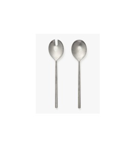 Premium Contemporary Black Metal Salad Server <b>Set</b> With Smooth Finish For Elegant Dining Room Decor And Professional Service - Product Image 2