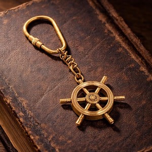 Shubham Vintage Fashion Brass Ship <b>Wheel</b> Keychain Lightweight Gold Tone Nautical Pendant Back to School Promotional Gift - Product Image 1