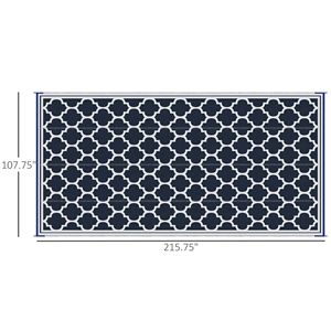 Tapis d'extérieur réversible 9x18 pour camping-car, bleu et blanc, en paille plastique, pour patio, terrasse, pique-nique, plage, camping - Product Image 3