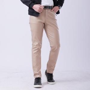 Pantalon décontracté pour homme en similicuir, léger, coupe droite, respirant, taille mi-haute, fermeture éclair, style streetwear, hiver - Product Image 1