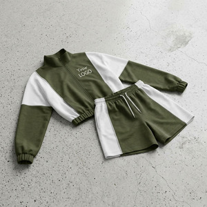 Men Athletic Tracksuit Set Color Block Zip <b>Jacket</b> and Shorts Breathable <b>Workout</b> Sportswear women tracksuits with custom logos - Product Image 1