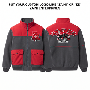 Premium Thin 240gsm Polar Fleece Stand <b>Running</b> <b>Jacket</b> Royal Blue Grey Panel Design Custom Applique Embossed Logo Full Zip - Product Image 1