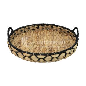 Plateau rectangulaire pliable en jacinthe d'eau naturelle tressé à la main, écologique, noir, pour service et rangement, idéal pour les fraises - Product Image 1