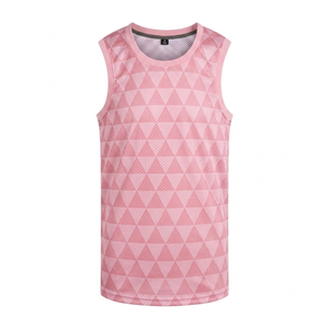 Ropa deportiva de alta calidad, camiseta de baloncesto personalizada para hombre, color rosa claro, ligera, transpirable, con estampado triangular, antibacteriana, atlética. - Product Image 1