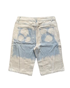 Short en jean délavé à l'acide avec logo personnalisé pour hommes haute qualité décontracté bouton métallique jean coton respirant grande taille imprimé - Product Image 3