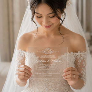 การ์ดเชิญงานแต่งงานอะคริลิกใส |   การ์ดเชิญพิมพ์สีขาวแบบกำหนดเองสุดหรู |   เครื่องเขียนอะคริลิกขายส่ง - Product Image 3