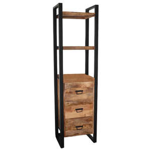 Étagère à tiroirs industrielle en bois massif et en fer de haute qualité avec rangement multi-niveaux, portable, durable, design écologique - Product Image 1