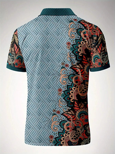 Polo de Manga Corta con Estampado Floral para Hombre, Estilo Casual y de Negocios, Polo Moderno con Estampado para Hombre, Polo de Manga Corta Corpora - Product Image 2