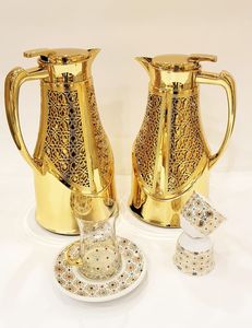 Premium beverage dispenser geometric <b>Arabic</b> pattern gold coffee pot elegant serving <b>set</b> Ramadan decor luxury <b>tea</b> flask - Product Image 3