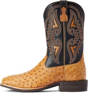 Botas Vaqueras Occidentales de Cuero Genuino con Tacón Medio, Punta Puntiaguda, Cortas y Fáciles de Poner, en Oferta - Product Image 1