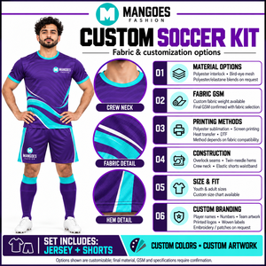 Ensemble d'uniformes de football personnalisés avec logo et numéros, 100 % coton, anti-humidité, respectueux de l'environnement, pour équipes scolaires et académies - Product Image 6