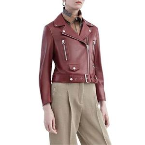 แจ็คเก็ตหนังผู้หญิงดีไซน์ใหม่ คุณภาพสูง แจ็คเก็ตหนังผู้หญิงดีไซน์สีสันตัดกัน แจ็คเก็ตหนังแท้สำหรับผู้หญิง - Product Image 4