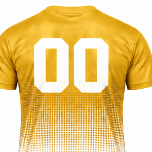 Golden Yellow and <b>White</b> Gradient Sublimation T <b>Shirt</b> <b>Men</b> <b>Short</b> <b>Sleeve</b> Crew Neck Custom Printed Sports Training Performance - Product Image 4