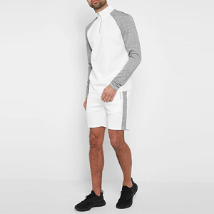 Ensemble T-shirt et short en molleton de coton à manches courtes pour homme, col rond, impression personnalisée, séchage rapide, style urbain, OEM - Product Image 3
