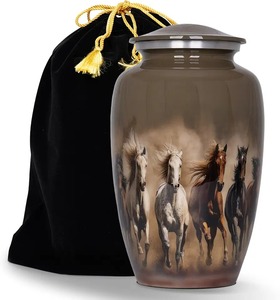 Urne funéraire décorative de qualité supérieure en aluminium blanc pour cendres de chevaux, grande urne commémorative décorative pour cendres de chevaux - Product Image 5