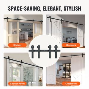 Kit Ferramenta per Porta Scorrevole a Binario Rinforzato da 2,4 m (8FT) per Porte Doppie, Capacità 150 kg (330 LBS), Adatto per Porte Larghe 1,15 m (3.7FT) e 1,3 m (4.3FT), con Binario da 3 cm (1.3\") e 2,5 cm (1.3\") - Product Image 6
