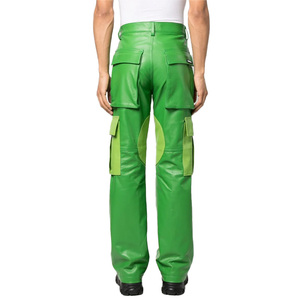 Wholesale Price Custom Logo-patch Fashion Casual Unisex Style Comfortable <b>Leather</b> <b>Cargo</b> Trousers - Product Image 5