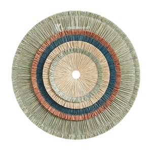 Colorful Bohemian Seagrass <b>Wall</b> Decor Luxury Concentric Circle Raffia Hanging Plate Set Sustainable Wicker Anniversary Home - Product Image 1