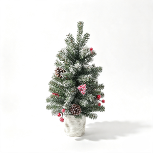 Petefloral Small Frosted Pine <b>Artificial</b> Christmas <b>Tree</b> with Berry and Cone No Light Tabletop Indoor Decor - Product Image 2