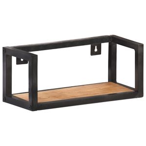 Set di 2 Mensole da Parete con Cornice Nera e Legno Naturale per Arredamento e Organizzazione Casa - Product Image 2
