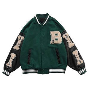 Blouson Moto Homme Blackair, Veste Baseball Varsity Femme, Manteaux Vintage Décontractés, Streetwear Tendance en Mélange de Cuir - Product Image 1