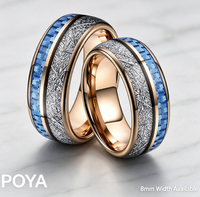 Wolframcarbid-Ring mit Meteorit-Textur-Einlage, Multi-Material Ehering, Großhandel Luxus-Schmuck