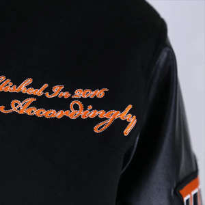 Chaqueta Varsity de Hip Hop para Hombre, con Cuello Tejido Bordado en Piel de Vaca, Estilo Urbano, Incluye un Solo Paquete - Product Image 4