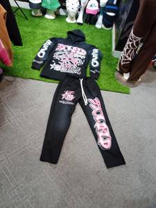Nouvel Arrivage Ensemble de Survêtement Homme Style Urbain avec Logo Sérigraphié Effet Délavé au Soleil, comprenant un Sweat à Capuche et un Pantalon Évasé - Product Image 1