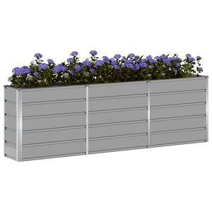 Pots et jardinières en acier gris clair 160 x 40 x 75 cm, élégante jardinière pour la décoration extérieure - Product Image 3