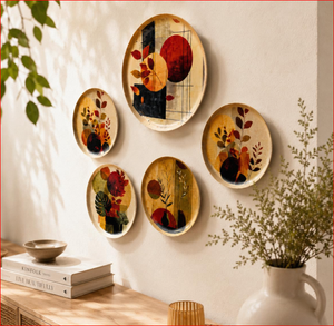 <b>Decorative</b> Metal <b>Wall</b> <b>Plates</b> Set of 5 for Living Room | Handcrafted Multicolor Ethnic Hanging <b>Wall</b> Art for Bedroom, Hall & Home - Product Image 5
