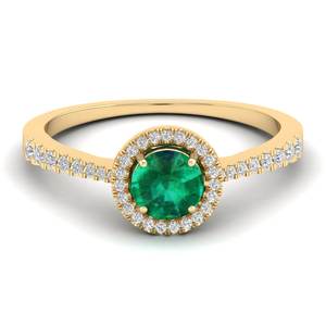 แหวนเพชรทรงกลม REYES IGI Certificate 14K ทองคำแท้ ประดับเพชรรอบวง 0.84 กะรัต พร้อมพลอยมรกตทรงกลมเดี่ยว สำหรับผู้หญิง - Product Image 6