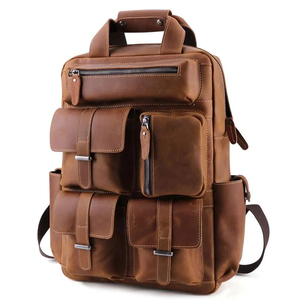 Premium Quality Custom Logo Genuine Leather Backpack For Men And <b>Women</b> Heavy Capacity <b>Laptop</b> <b>Bag</b> For School College & Travel - Product Image 1