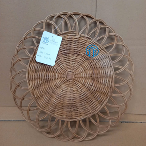 Handwoven Natural Rattan Placemat Floral <b>Round</b> Design Sustainable <b>Dining</b> <b>Table</b> Mat Wholesale Bulk Supplier Home Kitchen Decor - Product Image 2