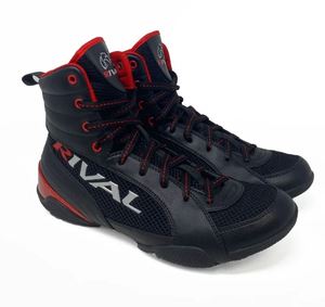 Chaussures de boxe Rival noires et rouges en maille et cuir, à fermeture auto-agrippante, respirantes, montantes, pour l'entraînement, avec adhérence toutes saisons, souples et personnalisables - Product Image 1