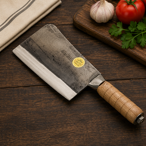 Cuchillo de Chef JM55-2 de Acero al Carbono Forjado a Mano con Mango de Madera Tradicional - Product Image 1