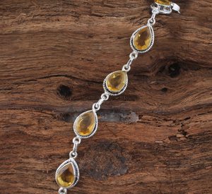 Citrine Bracelet 925 Sterling Silver Handmade Luxury <b>Charm</b> Bracelet Pear Shape Natural Citrine Gemstone for Women Fashion Gift - Product Image 5