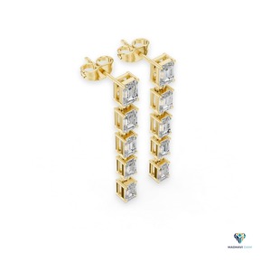 ต่างหูเพชรทรงหยดน้ำมรกต 2.75 กะรัต เพชรเลี้ยงในห้องปฏิบัติการ ตัวเรือนทองคำแท้ 14K ต่างหูแบบห้อยระย้าสำหรับผู้หญิง - Product Image 4