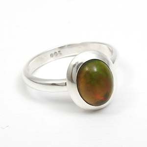 925 Sterling <b>Silver</b> <b>Eternity</b> Wedding <b>Ring</b> In Bohemian Design Oxidized With Oval Cut Black Opal Gemstone For Party & Anniversary - Product Image 4