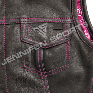 Chaleco de Cuero para Mujer, Chaleco de Motociclista Genuino, Chaleco de Moda para Motociclismo, Ajuste Cómodo y Duradero - Product Image 3