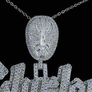 Hiphop VVS Mossanite Pendentif Lettre Personnalisée Argent 925 Crâne Bail Glacé Personnalisé Moissanite Pendentif - Product Image 2