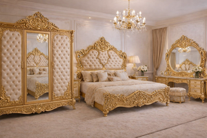 Juego de Muebles de Dormitorio de Lujo de Diseño para Interiores de Villas y Palacios, Colección de Dormitorio Tallado de Lujo para Palacios, Juego de Dormitorio con Almacenamiento - Product Image 6