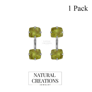 Premium 925 Sterling Silver Fine Jewelry Stone Peridot Rough Shape Butterfly Lock Stud <b>Earring</b> Prong Setting - Product Image 1