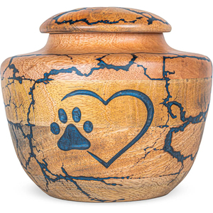 Handcrafted Lichtenberg Figure Wooden Cremation Urn For Pet Ashes Eco-Friendly Mango Wood & Blue Fractal Burning <b>Memorial</b> <b>Box</b> - Product Image 1