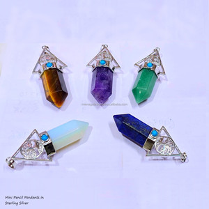 Mini colgante de punto de lápiz de la mejor calidad, collar de tratamiento de cristal curativo potente de piedras preciosas de Sier de ley pura, joyería de moda - Product Image 2