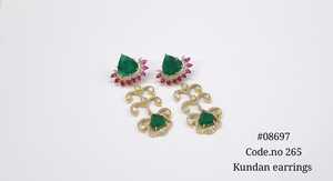 ต่างหูแบบห้อย รุ่น 08697Kundan สีทอง ประดับเพชรซิคอนคู่ รูปแบบทับทิมและเพชร เหมาะสำหรับผู้หญิง สวมใส่ในงานปาร์ตี้ - Product Image 6